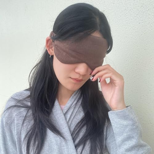 Eye mask Pure Linen Sleep Mask with Elastic Band, No Pressure On Eyes,Side Sleeper Eye Cover Organic Cotton Core Blindfold,Napping & Yoga Travel Essentials (Coffee) - Image 4