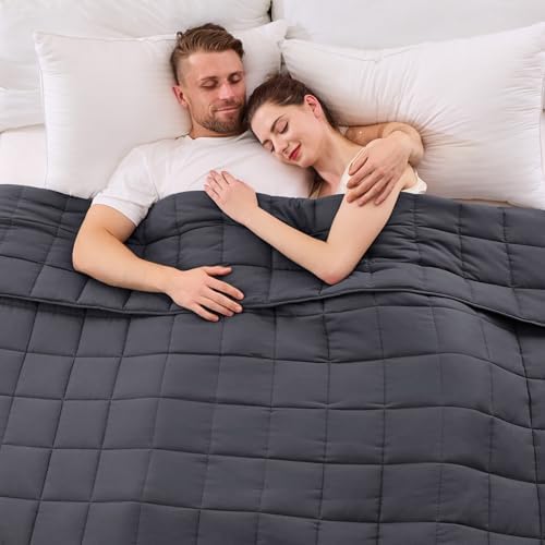 yescool King Size Weighted Blanket for Adults (20 lbs, 80” x 87”, Grey) Cooling Heavy Blanket for Sleeping Perfect for 190-210 lbs, Breathable Blanket for Adults & Couple All Season, Machine Washable by yescool