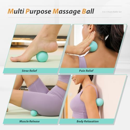 5 in1 Foam Roller Set High Density 15" Foam Roller for Muscle Recovery - Image 5