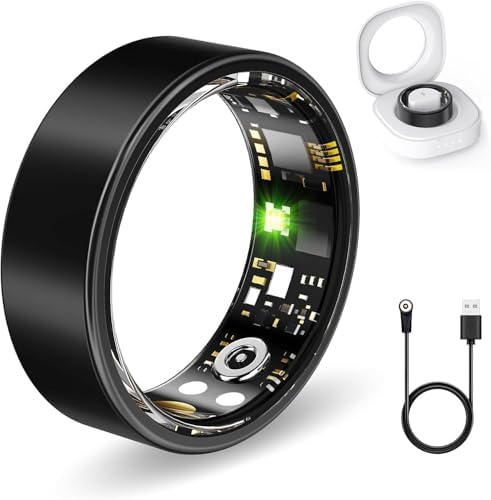 FKGZJF Smart Rings for Women Men, Fitness Ring with Heart Rate, Blood Oxygen, HRV, Stress, Sleep Tracker, Step Tracker, No Subscription Fee, lP68 Waterproof Smart Ring for iPhone & Android (Black 9#) by Unknown