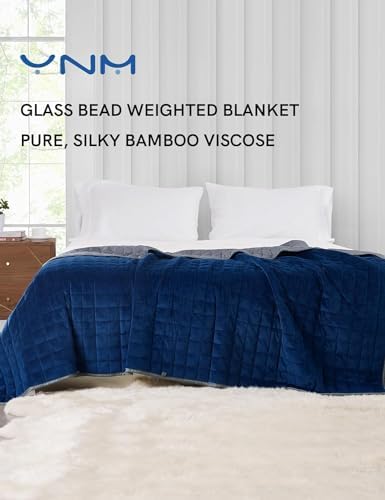 YnM Cooling Weighted Blanket for Adults, Cooling & Cozy Velvet Dual-Sided, 30lbs Heavy Bed Throw for Couple, Four Seasons Use (88x104 Inches, Queen or King Bed, Blue/Grey) - Image 2