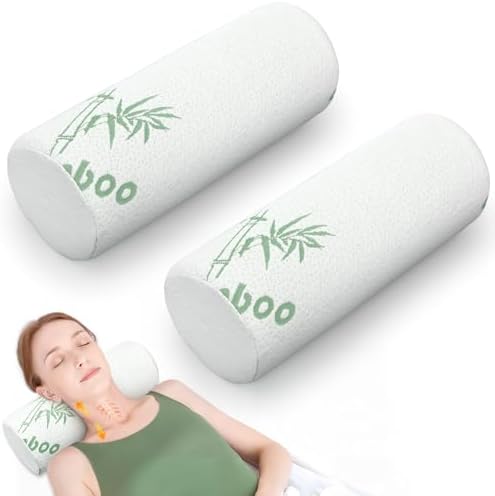 Bucherry 2 Pcs Bamboo Memory Foam Neck Roll Pillow 15.8 x 5.9 Inches by Bucherry