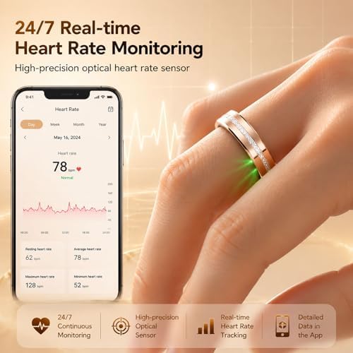 Smart Fitness Ring for Women Diamond Ring Activity Tracker Heart Rate Monitor Sleep Tracker Smart Rings Pedometer Step Counter Calorie Counter Exercise Ladies Rings for Women - Image 3