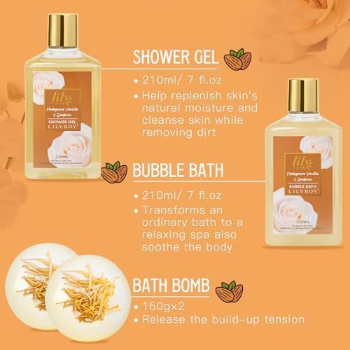 Gifts for Women, Birthday Gift Set - 9Pcs Vanilla Spa Gift Basket for Women - Image 4