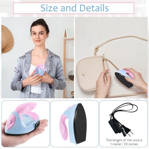 Honoson Mini Craft Iron with Charging Base Tiny,Light Pink, Light Blue - Image 4