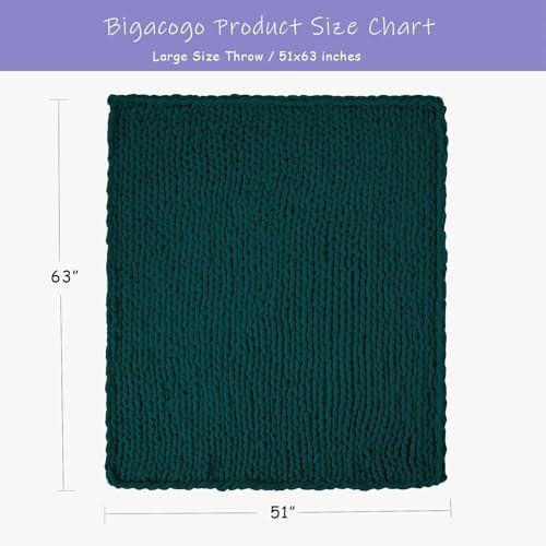 Bigacogo Chunky Knit Throw Blanket for Couch, 51x63 inches, Dark Green - Image 2
