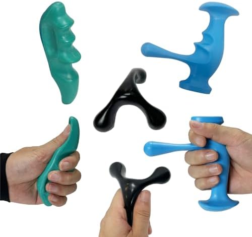 Deep Tissue Massage Tool Set, 3-Piece Ergonomic Thumb Massagers with Grip Handle, Handheld Self-Massage Knobs for Full Body by FAJAERNY