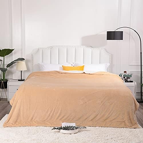 NANPIPER King Size Blanket Warm Sherpa, Soft Fleece Throw for Bed, Reversible Thick Fuzzy Microfiber for Winter (Beige,90x108 inches) - Image 3
