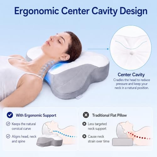 Cervical Neck Pillow for Pain Relief,Memory Foam Ergonomic Pillow - Image 2