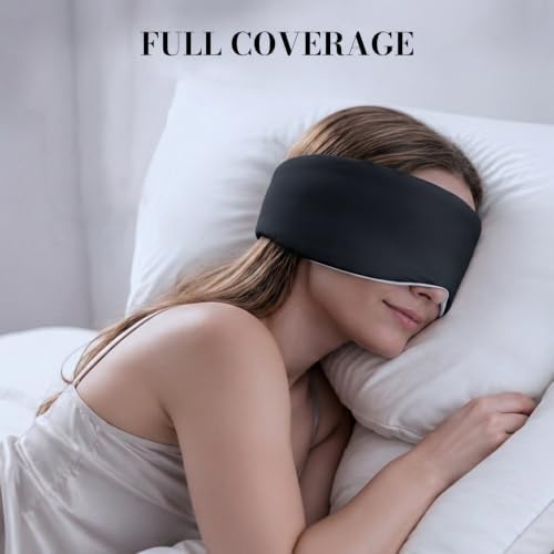 Sleep Mask for Women Men, Reversible Eye Mask Sleeping with Cozy & Cooling Sides, Adjustable Velcro Band, Blackout Face-Hugging Padded Eye Cover for Sleeping Travel Office, Black/White - Image 5