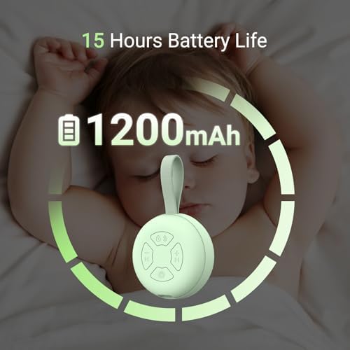 Portable Baby Sound Machine [White Noise for Babies Kids Adults][Supports Bluetooth audio playback][Timer Function][12 Soothing Sounds] 15 Hours Battery Life, Travel,Shower,Clips on Baby Stroller.Mint - Image 3
