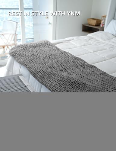 YnM Chunky Throw Blanket, Medium-Weight, Hand Knitted, Skin Friendly, Ventilated and Breathable, Machine Washable, Home Décor Piece for Couch, Sofa and Bed (Charcoal Grey, 40x50 Inch) - Image 4
