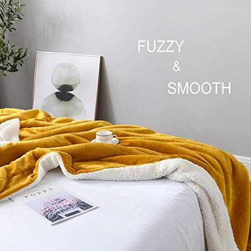 NANPIPER Throw Blanket Reversible Sherpa Flannel Blanket Ultra-Soft Plush Warm Fleece Microfiber for Bed/Couch Decorative Lightweight(50"x60",Ginger Yellow) - Image 6