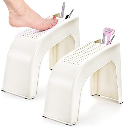 Hedume 2 Pack Shower Foot Rest, Easy Pedicure Foot Rest Stand, Shower Foot Stool for Shaving Legs, Bathing, Manicure, Non-Slip, Built-in Storage by Hedume