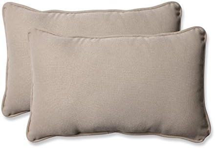 Pillow Perfect Outdoor/Indoor Solar Linen Lumbar Pillows, 11.5" x 18.5", Beige, 2 Count by PillowPerfect