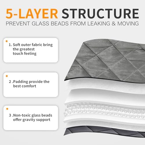 15lbs Weighted Blanket for Adults, 60"x80" Queen Size, Ultra-Soft Double-Sided Microfiber with Glass Beads, Breathable & Cozy Grey, All Season Deep Sleep - Image 5