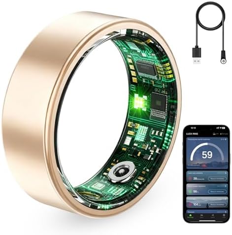Smart Ring for Women & Men, Fitness Tracker Ring with Heart Rate Monitor, HRV, Sleep Tracking, No Subscription Fee, 10ATM Waterproof Activity Ring for iOS & Android (Rose Gold, 6#) by Unknown