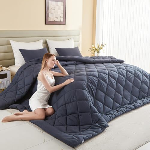 MIOTO 128x120 Oversized King Comforter, Extra Large King Size Comforter Oversized, All Season Soft Lightweight Quilt Down Alternative Duvet Insert with 8 Corner Tabs, Grey by MIOTO
