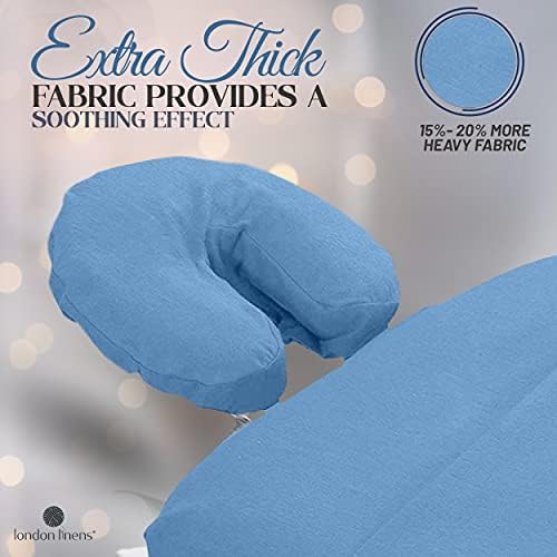 London Linens Premium Extra Thick 100% COTTON Flannel Massage Face Cradle Cover, Includes 4pcs (4, Baby Blue) - Image 3
