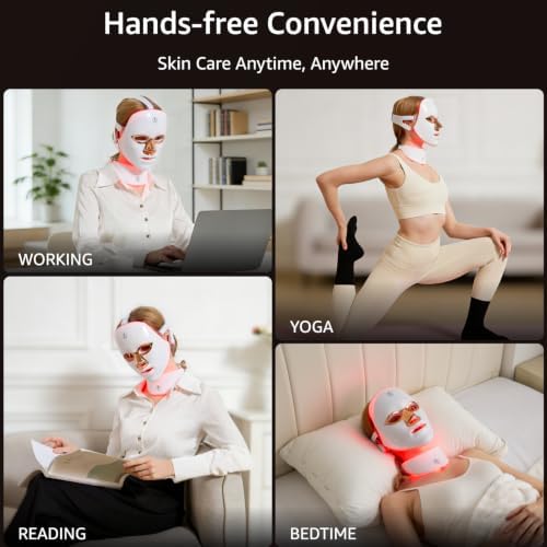 LED Face Mask for Wrinkles, Red Light Therapy for Face, Cordless NIR Red Light Therapy Mask with 7 Light Modes, 426 LEDs Rechargeable for Glowing Skin at Home White - Image 7