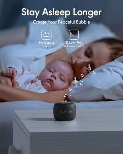 FLOWTUNE Sound Machine White Noise Machine for Baby Adults, 18 Non-looping Sounds, Timer, Memory Function, Portable Sleep Sound Therapy Gift (Black) - Image 3