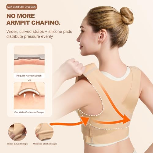 Invisible Posture Corrector for Women Lightweight Adjustable Back Brace for & Upper Back Shoulder Neck Pain Relief - Improve Posture Correct Hunchback Slouching Spine Corrector Under Clothes Large - Image 4