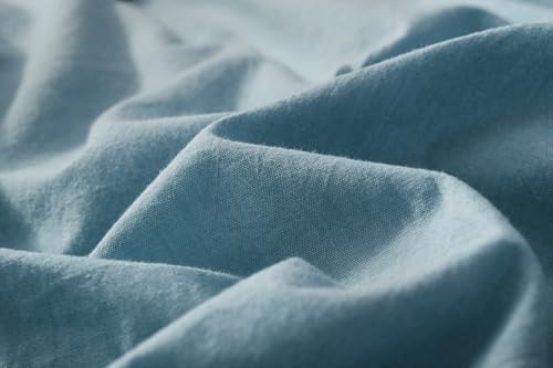 F.Y.Dreams 100% Washed Cotton Duvet Cover for Weighted Blanket 48x72 inches with 16 Ties, Zipper on Long Side/Slate Blue/Just Duvet Cover - Image 6