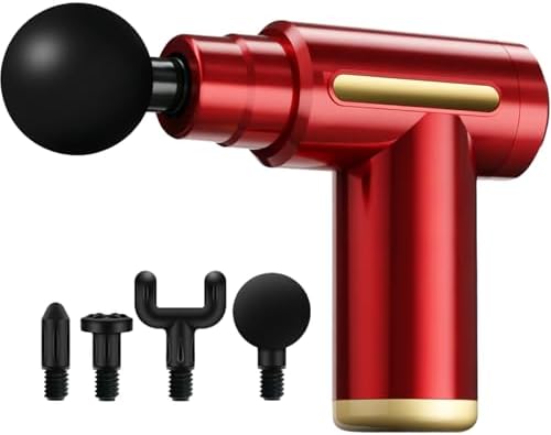 Massage Gun, Electric Massager, Suitable for Whole Body to Relieve Fatigue, Replaceable Massage Head Impact Massager, The Best Choice for Gift Giving (Red-720) by Unknown
