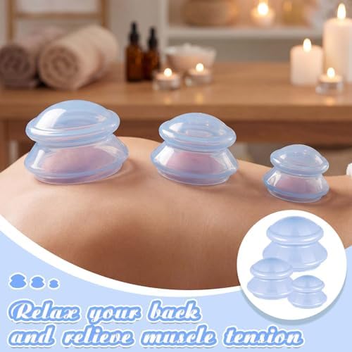 TrelaCo 6 Pcs Silicone Cupping Kit for Massage Therapy,Light Blue - Image 4