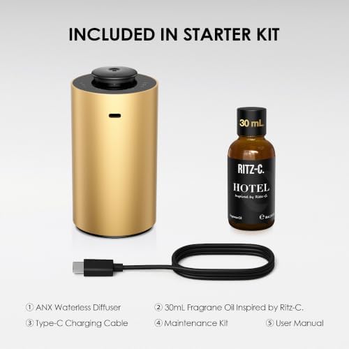 Airversa ANX Waterless Essential Oil Diffuser Starter Kit, Gold - Image 4