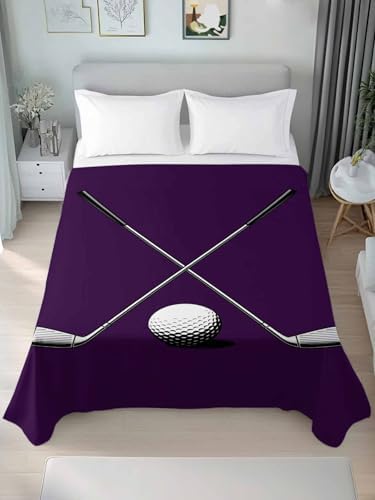 Full Flat Sheet Golf Ball Club Flat Sheets Only Soft Breathable Microfiber Bedding Top Sheets Luxury Hotel Quality Game Sports Purple Full Bed Sheet for All Season Bedroom Dorm Home Decor - Image 3