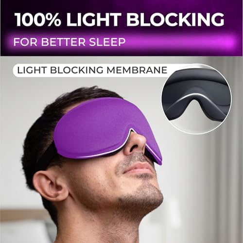 Peace&Quiet | PQ Sleep Mask for Side Sleepers - 3D Contoured Light Blocking Sleeping Mask for Women and Men, Lightweight & Soft Eye Shade Cover for Deep Rest, Premium Quality (Purple) - Image 2