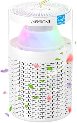 AIRROMI Air Purifiers for Bedroom Home,Up to 658 Ft²,Activated Carbon Filter Cleaner,With Fragrance Sponge for Better Sleep,Night Light,Pet Dander,Allergies,Smoke,Odor,Desktop Air Cleaner A2002 White by AIRROMI