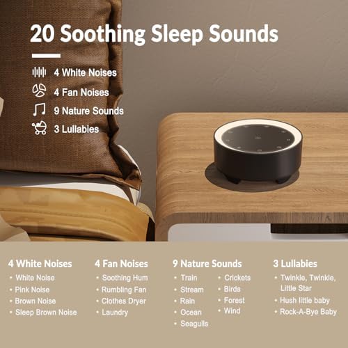 Kipcush White Noise Machine for Sleeping, Baby & Adults, High-Fidelity Non-Looping Sounds, Sleep Sound Machine with Dimmable Night Light, USB Powered, Memory Function, Home, Nursery & Travel - Image 6