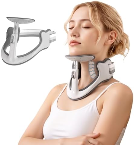 Posture Corrector for Neck & Cervical Spine Alignment - 360° Adjustable Neck Collar with 28 Levels, Memory Foam Support for Pain Relief, Tech Neck, Hump & Forward Head Posture (Gray, Large) by Home