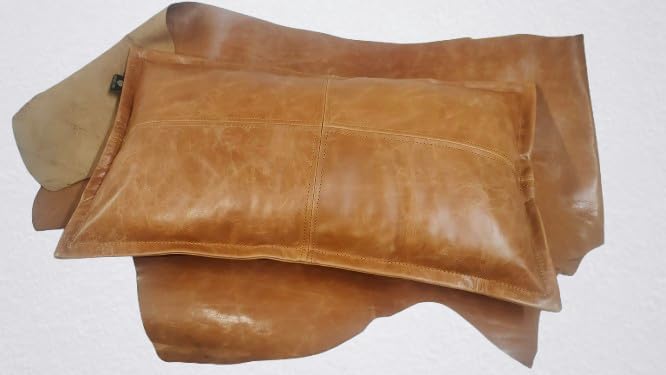 LL LEATHER LOVERS 100% Lambskin Leather Pillow Cover - Sofa Cushion Case - Decorative Throw Covers for Living Room & Bedroom, Light Brown Crunch Box Pack of 1-12X20 Inch - Image 3