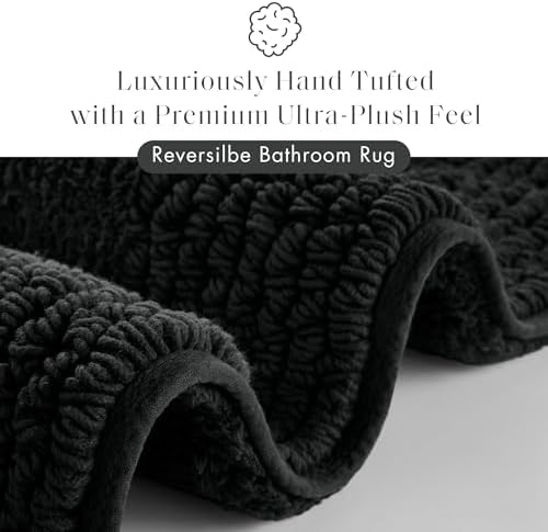 Madison Park Splendor Reversible 100% Cotton Bath Rug, 24 x 36, Black - Image 2