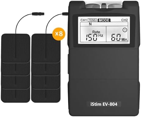 iSTIM EV-804 TENS/EMS 2 Channel Rechargeable Combo Machine Unit - Muscle Stimulator + Back Pain Relief and Management- 7 modes/24 Programs/Backlit (Including Electrodes Pads) - Image 2