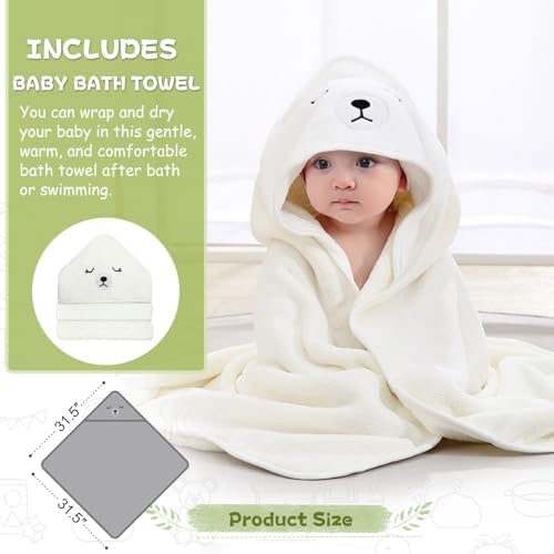 MoreFeel Collapsible Baby Bathtub for Newborn with Thermometer & 1 Hooded Towel & 1 Soft Floating Cushion,Portable Travel Bathtub with Drain Hole, Durable Foldable Baby Tubs for Infants to Toddler - Image 3