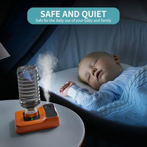 Travel Humidifier, Portable Humidifier for Plants, Bedroom, Office, Hotel or Car, 5000mAh Battery Operated Mini Cool Mist Humidifiers, Quiet 23dB, Auto-off, Night Light & BPA-Free, Orange-Red - Image 6
