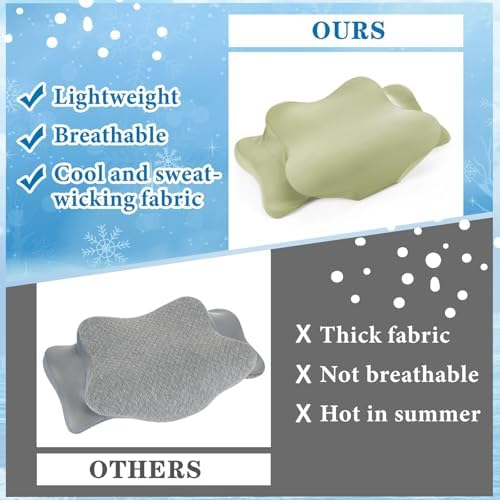 Hahafelt Cooling Cervical Pillowcase Cover with Envelope Closure (Only Pillow Case) Ergonomic Neck Pillowcase Smooth Soft Cool Pillow Cover for Side Back Stomach Sleepers (Sage Green,Queen Size) - Image 3