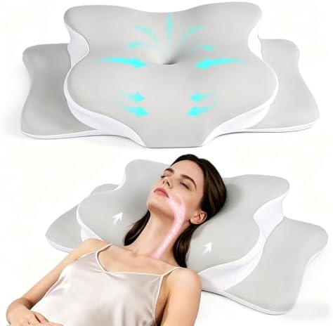 Pillow for Neck Pain Relief, Cooling Memory Foam Cervical Contour Support by Unknown