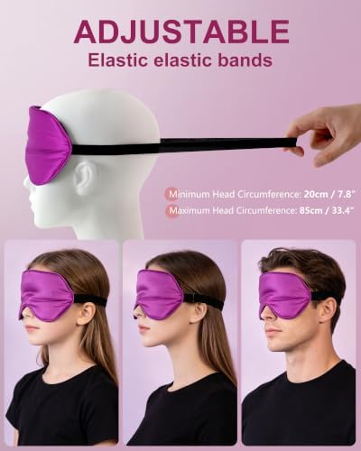 Silk Sleep Mask for Women - Soft Breathable Organic Natural Mulberry Silk Fabric Total Blackout Lightproof Eye Mask for Sleeping with Adjustable Straps for Travel Office Daily Nap and Gifts (Rose Red) - Image 6