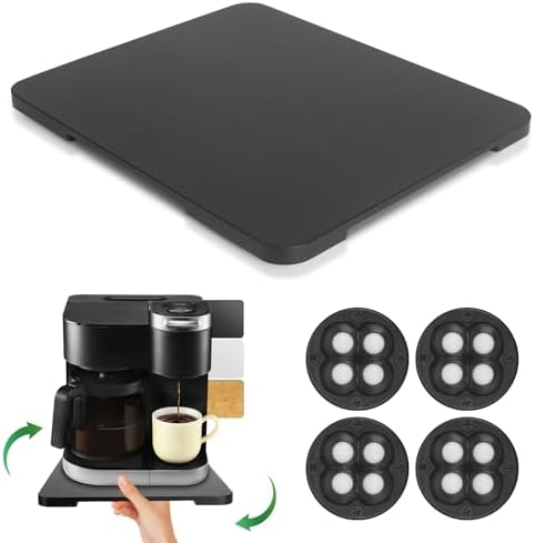 360°Rolling Tray Bamboo Kitchen Appliance Slider for Coffee Maker Pot by GIASSVIO