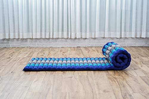 Leewadee - Foldable Floor Mattress - Japanese Roll Up Futon -Trifold Tatami Mat- Guest Floor Bed - Camping Mattress - Thai Massage Mat, Kapok Filled, 75 x 20 inches, Blue - Image 6
