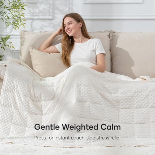 Cottonblue Weighted Blanket Queen Size 20lbs for Adults, 60x80 Cream White - Image 5