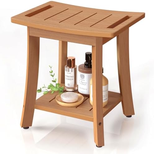 Waterproof HIPS Shower Bench for Inside Shower, Shower Stool, Brown by BEKVEMLIVING