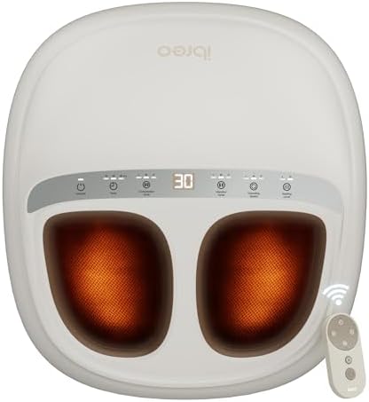 ibreo 4-in-1 Shiatsu Foot Massager with Heat, Deep Kneading, Air Compression, Vibration, FSA Eligible, HSA Eligible for Neuropathy, Plantar Fasciitis, Pain Relief, Gift for Women & Men Size Up to 14 by ibreo