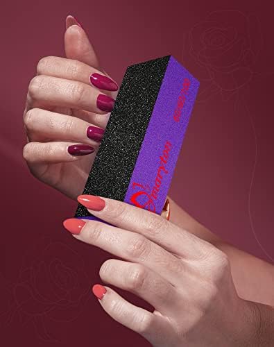Maryton Nail Buffer Sanding Block Polisher Buffing File 60/100 Grit for Acrylic Nail Art Kit Manicure Tools 10 PCS (Black Purple) - Image 2
