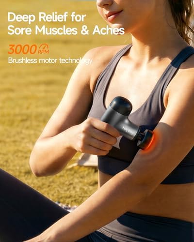 HEYCHY Mini Massage Gun Deep Tissue with Heat, FSA Eligible Massager Gun for Back Neck Relief, Portable Percussion Muscle Massager with 4 Massage Heads for Athletes, Men Women, HSA Eligible - Image 6